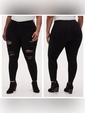 Torrid Black Distressed Skinny Jeans
